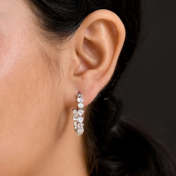 Earrings Heart Hoop in Platinum Bond - Picture 3 of 5